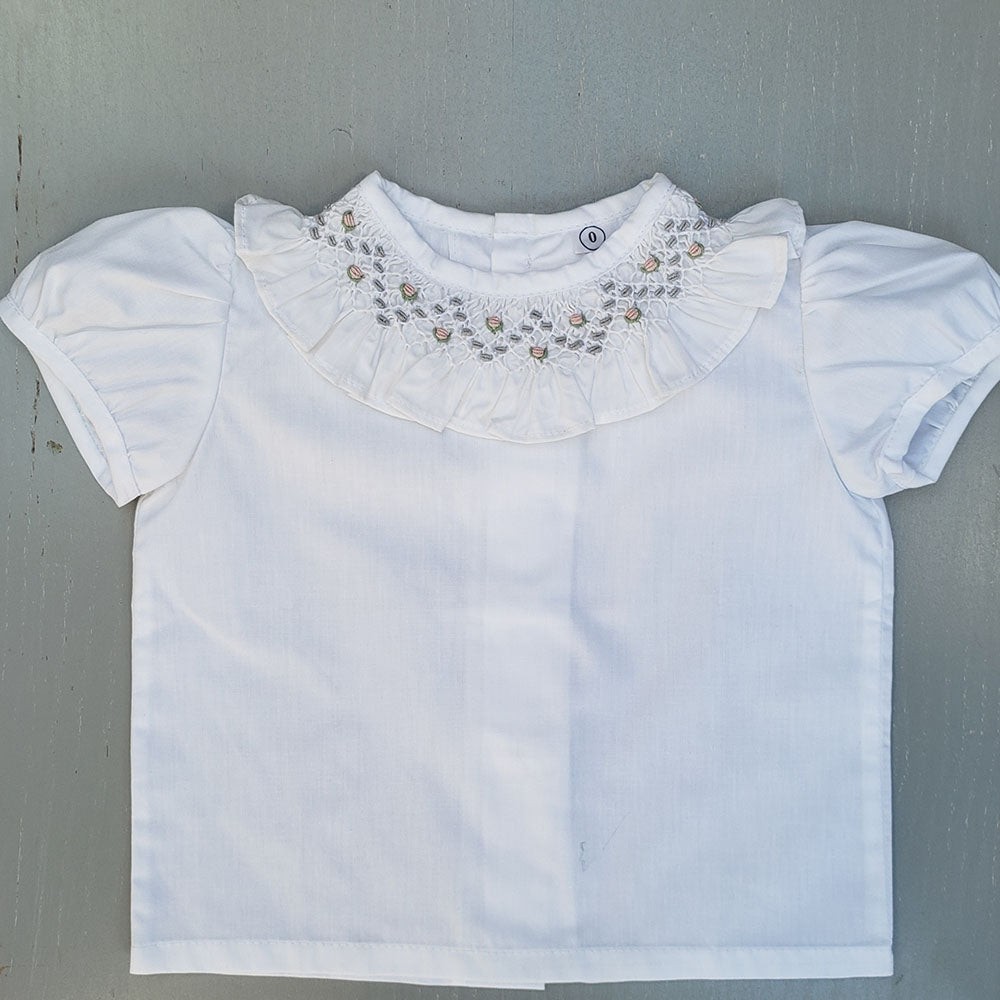 Blusa punto smock Canario manga corta