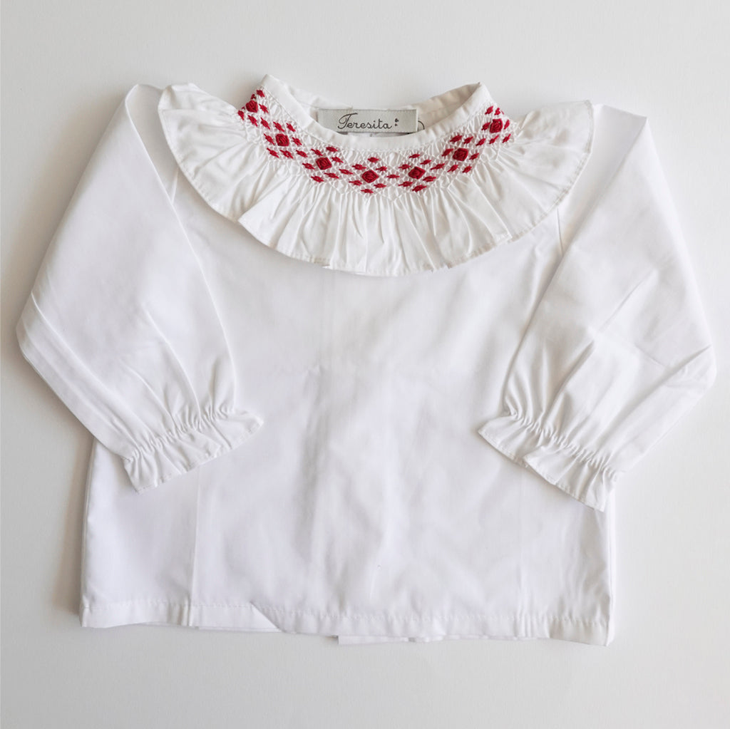 Blusa punto smock Golondrina roja manga larga
