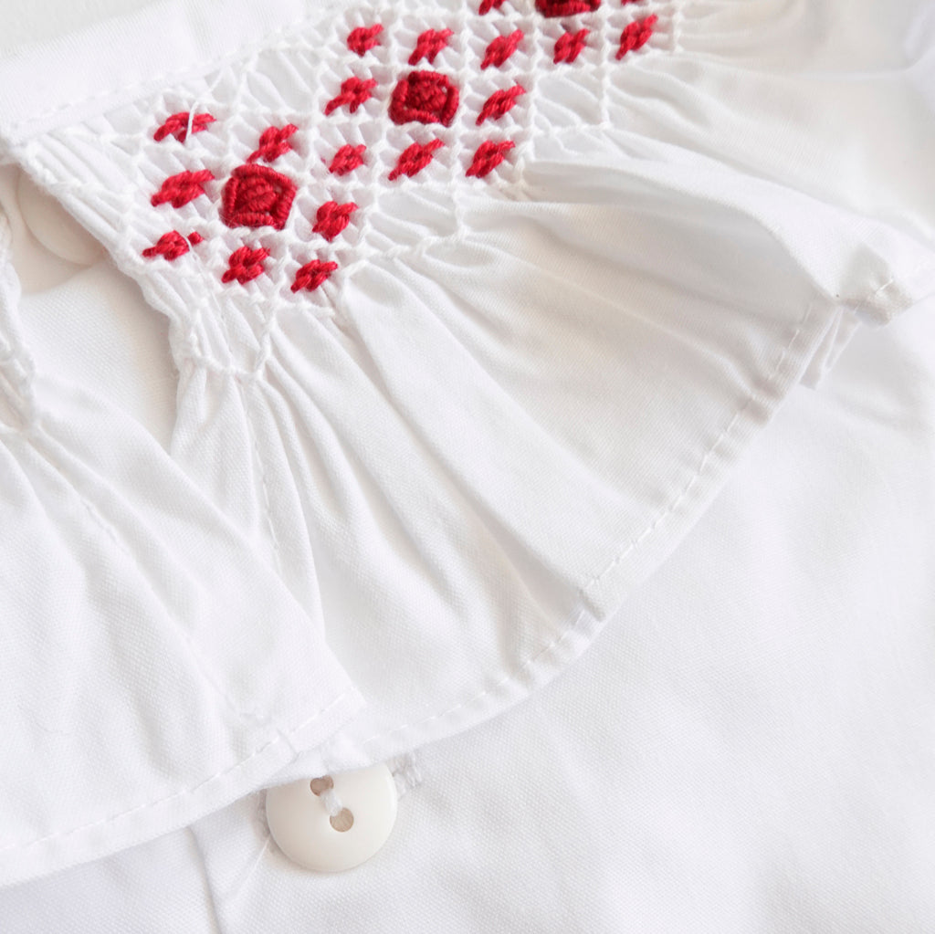 Blusa punto smock Golondrina roja manga larga
