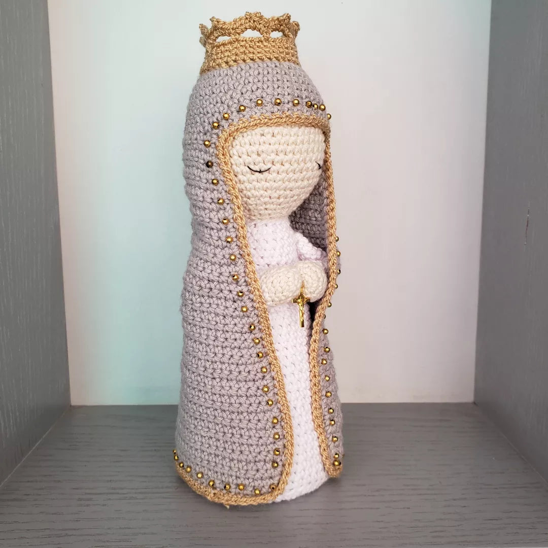 Virgen clásica manto largo gris