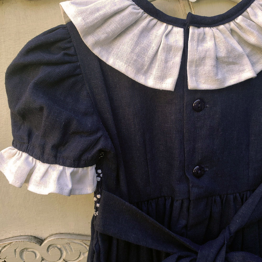 Vestido lino punto smock Gerbera