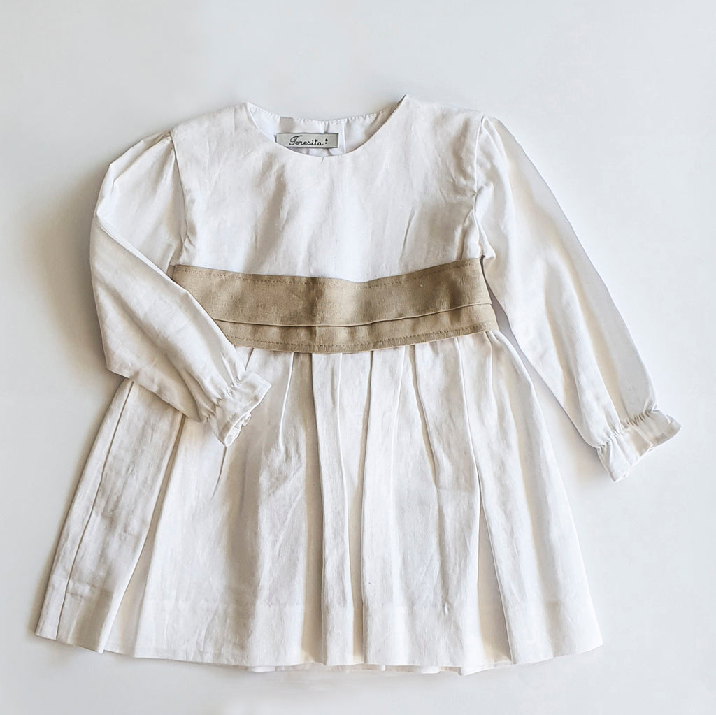 Vestido Lino Blanco Manga larga