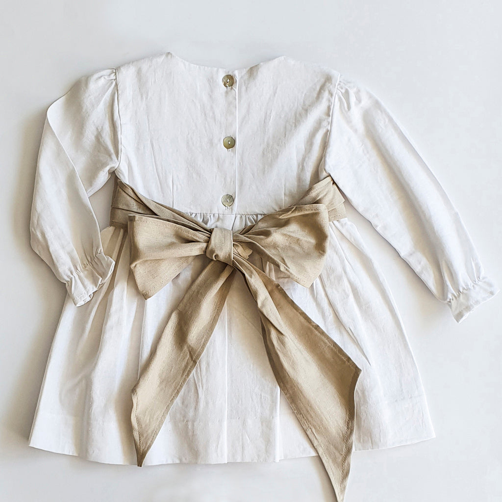 Vestido Lino Blanco Manga larga