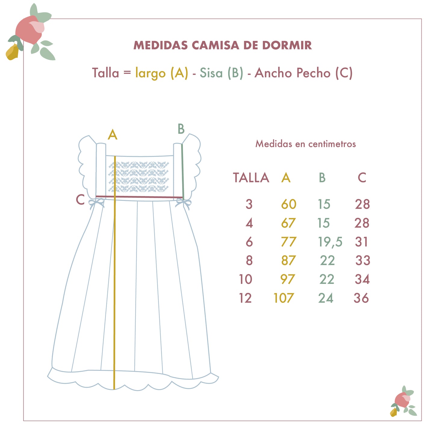 Camisa de dormir Punto Smock Rosado