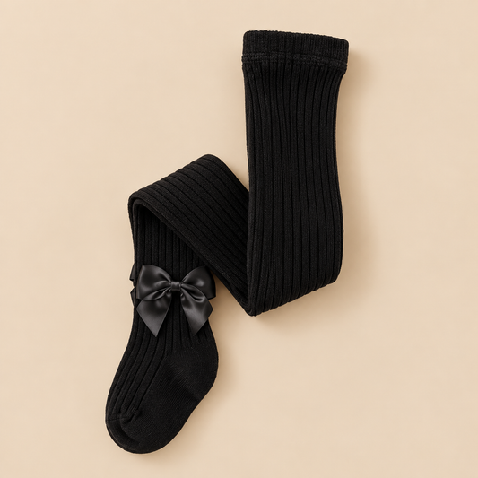 Panty Canalé Negro con Lazo