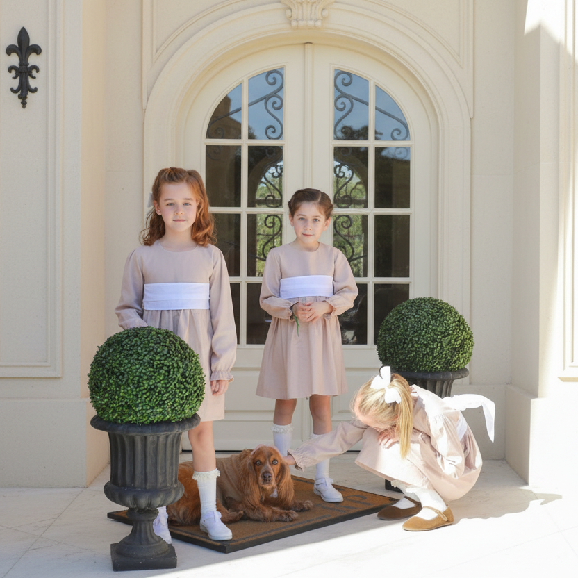 Vestido Lino Palo Rosa Manga larga