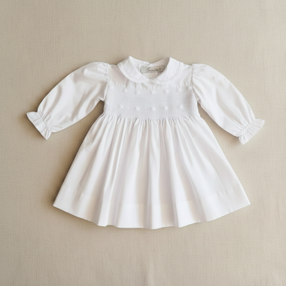 Vestido Blanca Bordado Manga Larga