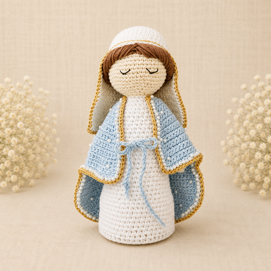 Virgen manto largo celeste