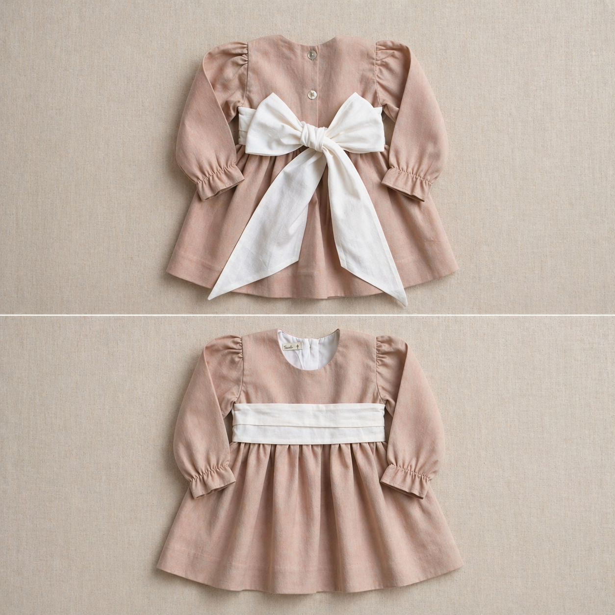 Vestido Lino Palo Rosa Manga larga