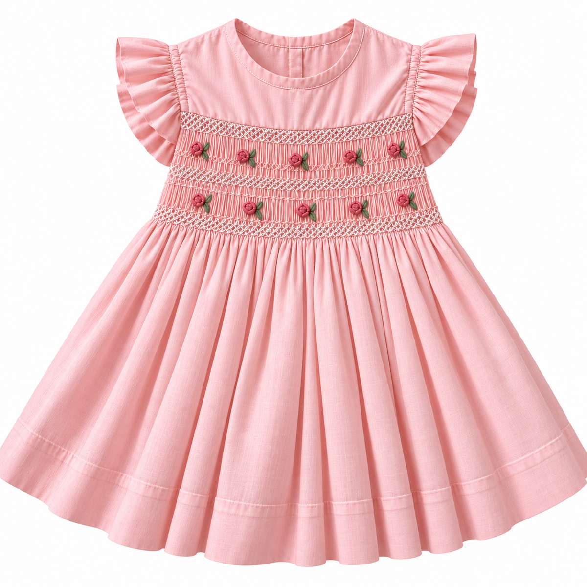 Vestido Dominga Cuello redondo Manga con vuelos