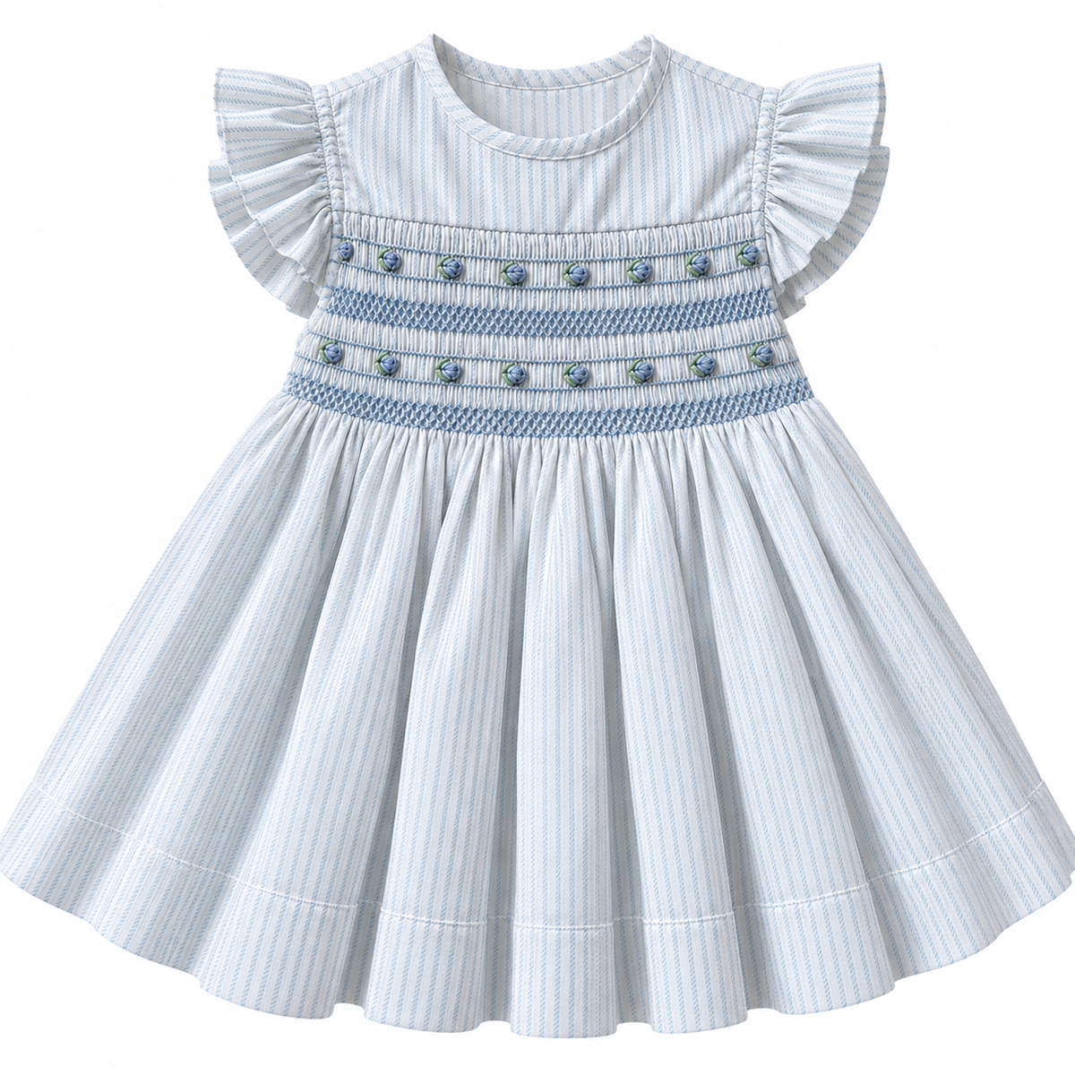 Vestido Dominga Cuello redondo Manga con vuelos