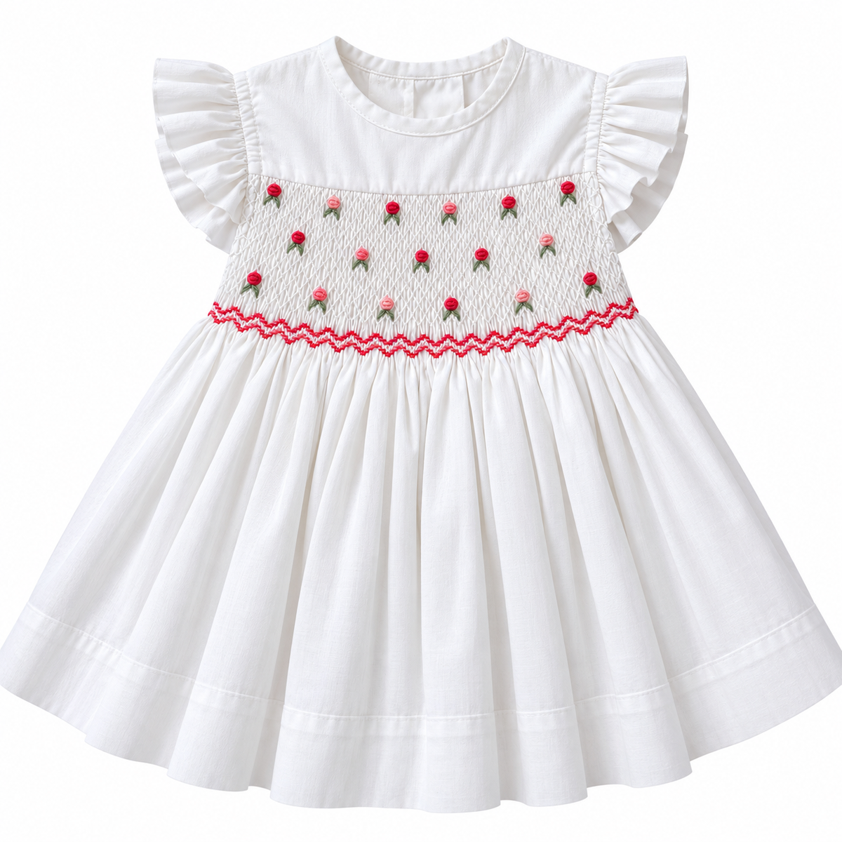 Vestido Dominga Cuello redondo Manga con vuelos