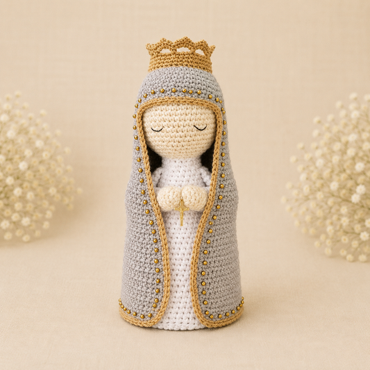 Virgen clásica manto largo gris