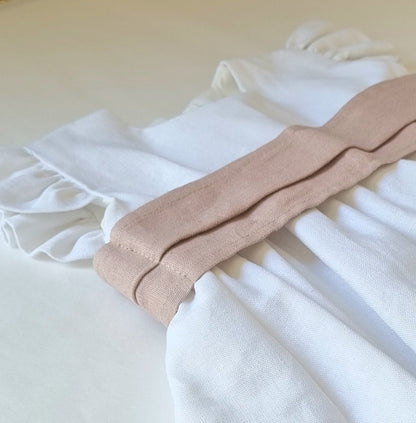 Vestido Lino Blanco Lazo Palo Rosa