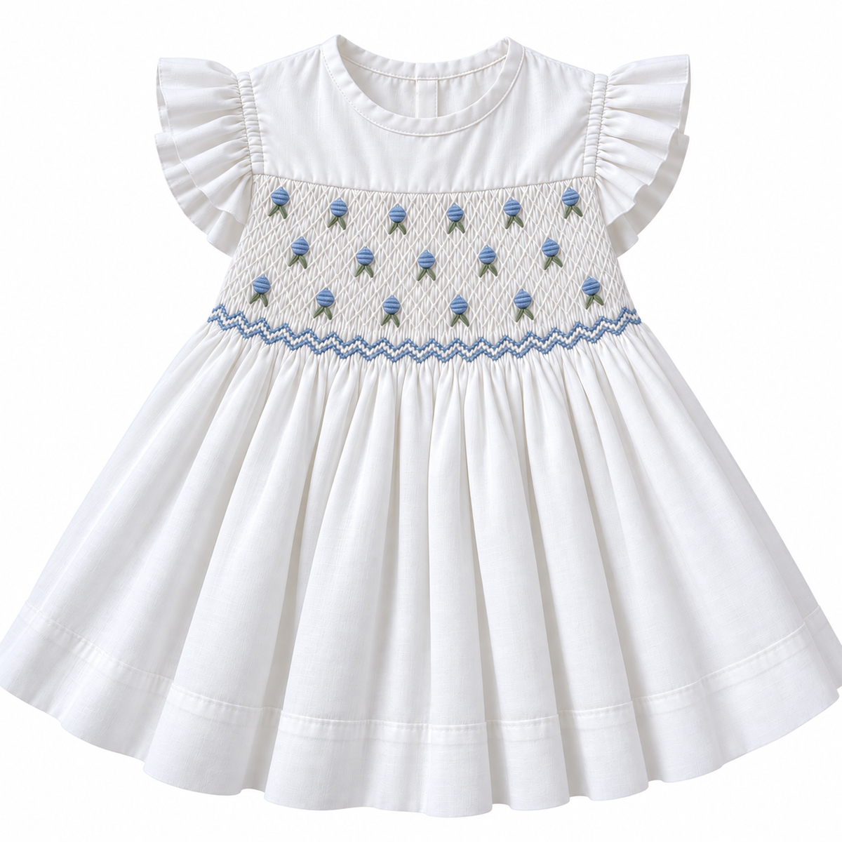 Vestido Dominga Cuello redondo Manga con vuelos