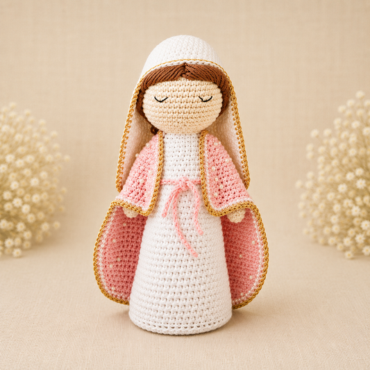 Virgen manto largo rosado