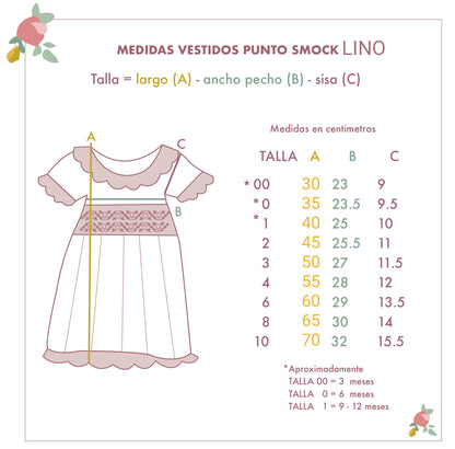 Vestido Lino Palo Rosa en Punto Smock