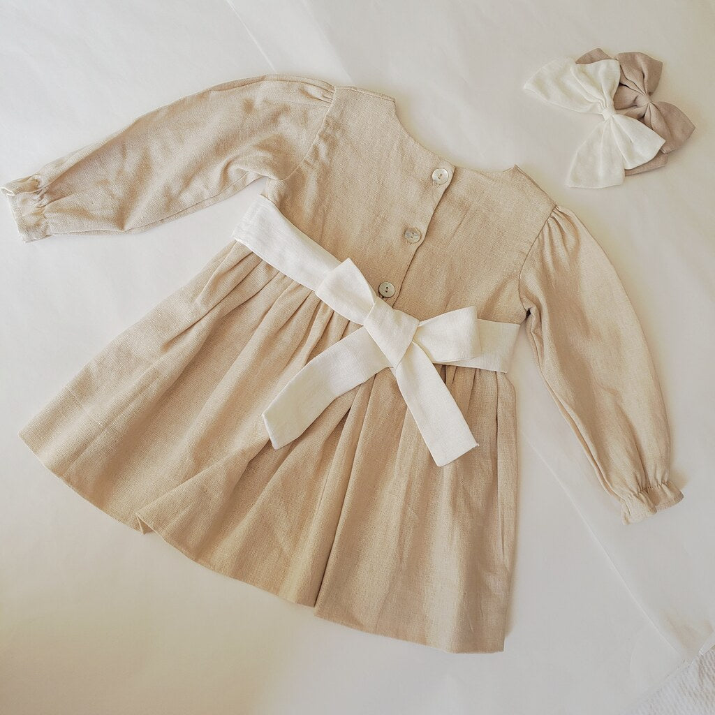 Vestido lino Malesherbia Manga larga