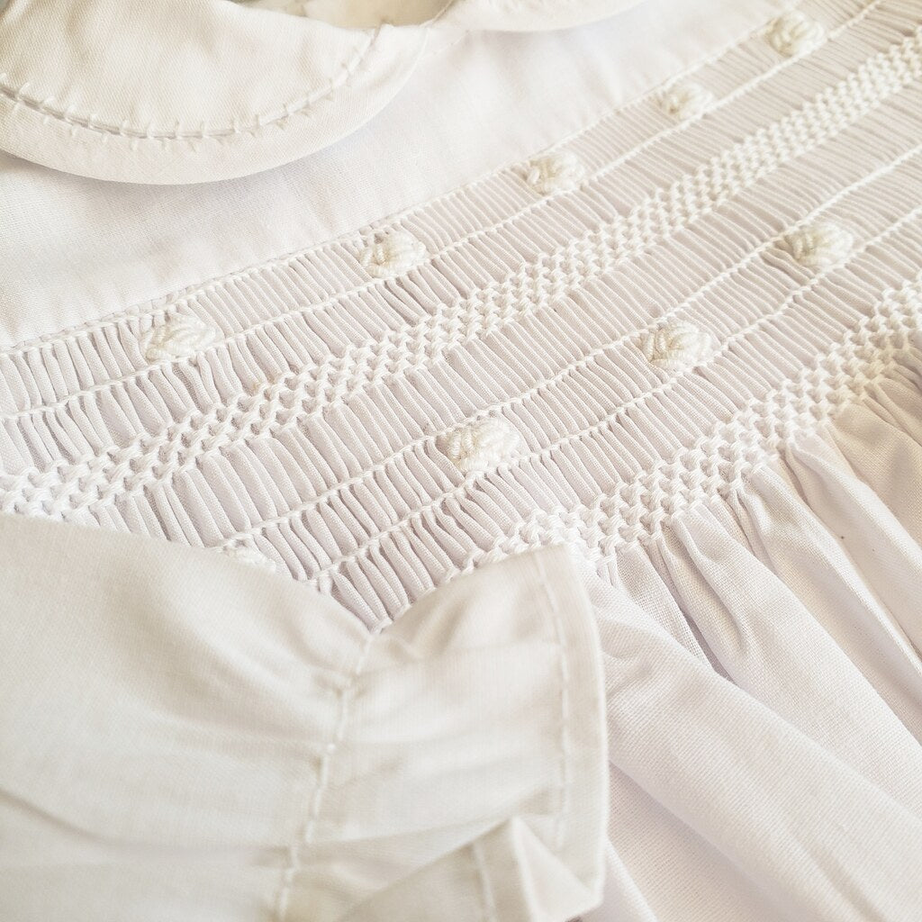 Vestido Punto Smock Bautizo manga larga