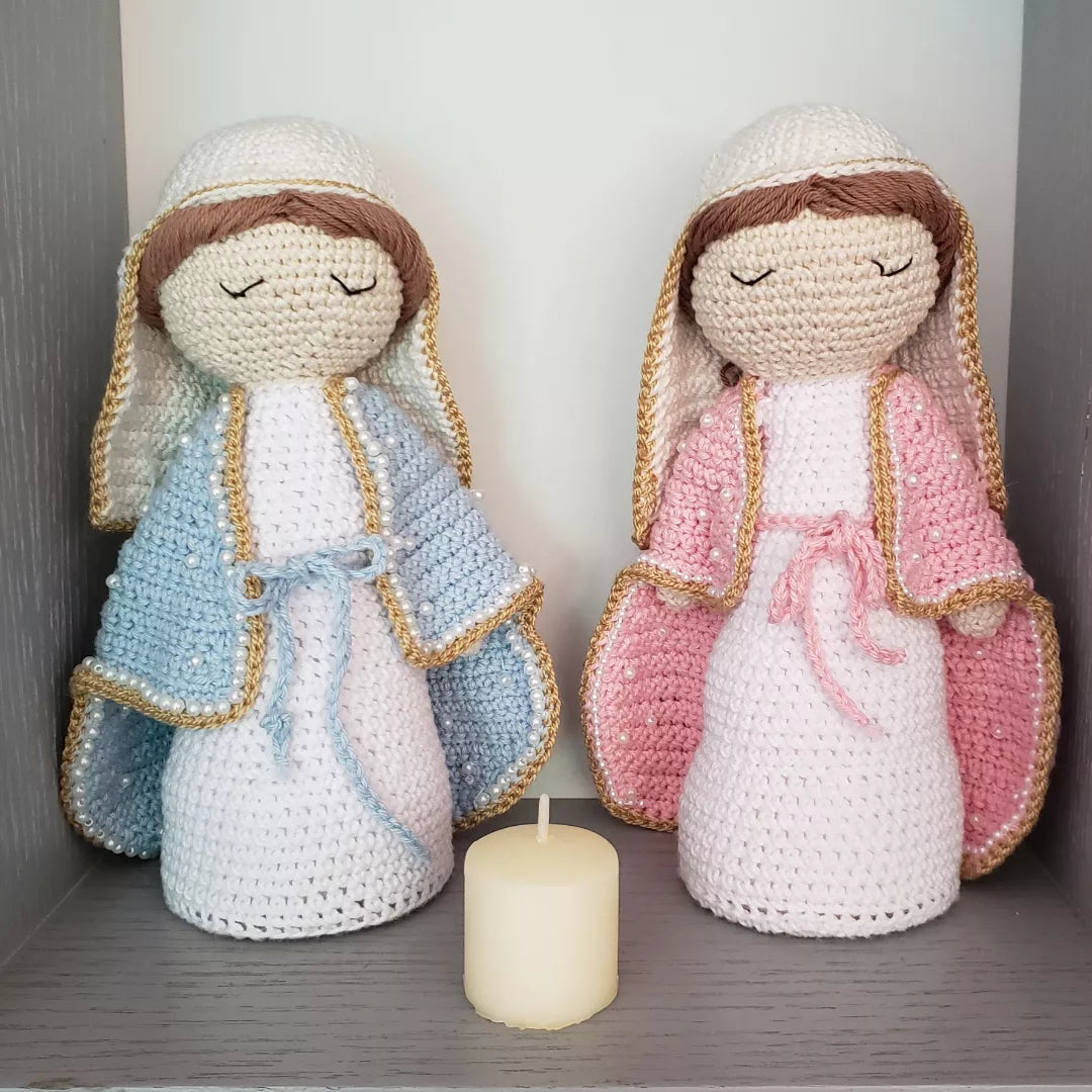 Virgen manto largo rosado