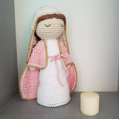 Virgen manto largo rosado