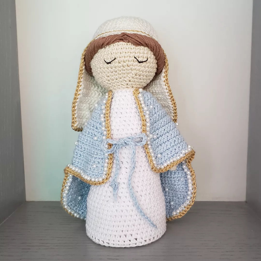 Virgen manto largo celeste