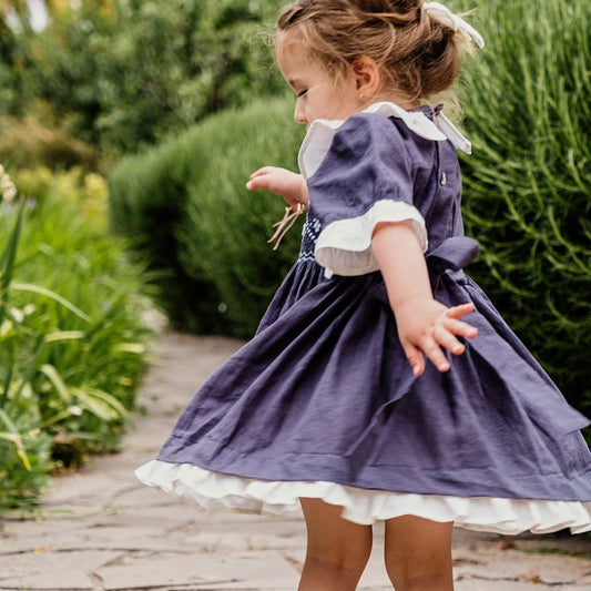 Vestido Lino Catalina en Punto Smock